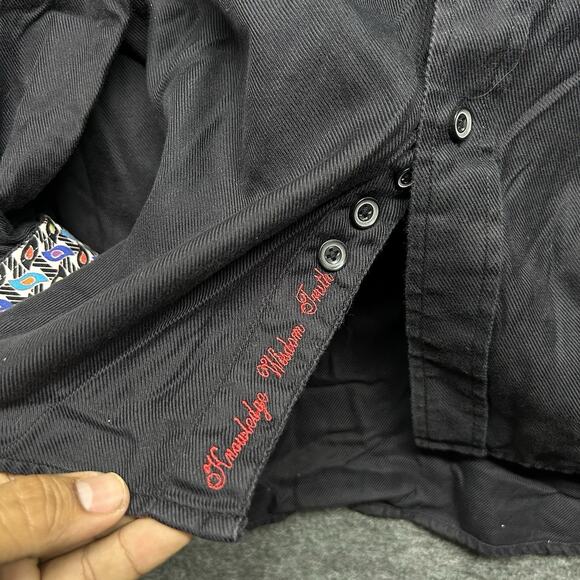 Robert Graham Shirt BLACK Mens 2XL Geometric Long Sleeve Flip Cuff Button‎ Up - Picture 4 of 6